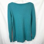 LL Bean Large Sweater Teal Textured Knit Crew Neck Long Sleeve Cotton 1702 Green Photo 2