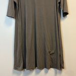Eileen Fisher  Top Grey (Bark) Scoop Neck Elbow Sleeve Tunic Mini Dress Sz L EUC Photo 7