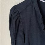 Pilcro  Black Button ribbed puffed shoulder long sleeve top Photo 5
