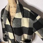 American Eagle Womens Black White Plaid Teddy Sherpa Full Zip Jacket sz XL Photo 5