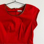 Bally Orange/Leather Trim Mid Length Dress. Size 6 Photo 3