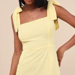 Lulus Women’s Bimini Light Yellow Swiss Dot Tie-Strap Midi Dress Size XL NWT Photo 3