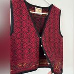 Dale of Norway Sweater Vest Red Boho Patterned 100% Wool Winter Classic Size S Photo 2