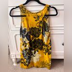 CAbi Floral Yellow and Navy Sleeveless Top Photo 1
