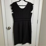 Nanette Lepore  black floral‎ embroidered ruffle sleeves sheath dress size 8 Photo 4