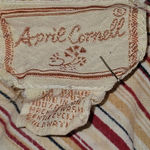 Vintage April Cornell Womens Red Yellow Striped Blouse‎ Small Photo 3