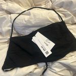 ZARA NWT Black Linen Halter Crop Top Size Large Photo 0