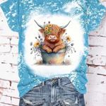 Cow & Floral Print T Photo 0
