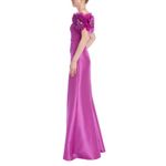 Badgley Mischka Mikado Mermaid Gown Off-Shoulder Pinwheel Flowers pink size 4 Photo 3