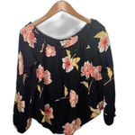 Billabong Black Floral Off Shoulder Long Sleeve Boho Blouse Size Medium Photo 0