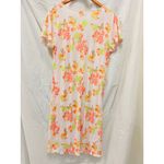Cuddledown‎ Jesi Ribbed Night Gown Made in Peru Large Floral Cottagecore Pink Photo 2