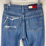 Tommy Hilfiger Vtg Y2K  Distressed Jeans Sz 6 Back Logo Patch Straight Leg Photo 1
