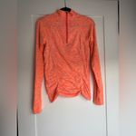 Athleta  Fastest Track Half-Zip Long Sleeve Top Heathered Orange Pullover Medium Photo 1