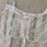 Multicolor Lace Striped Women's Top White Size M Photo 2