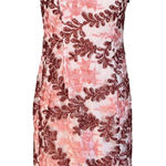 Adrianna Papell  Sequin Off the Shoulder Cocktail Dress Pink Floral Midi Sheath Photo 0