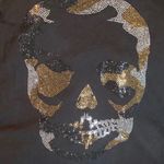 Zadig & Voltaire Women’s Tunisien Skull Strass Beaded Henley Black Cotton Top Photo 3