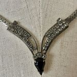 Vintage V shaped silver tone rhinestone necklace Photo 1