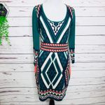 Flying Tomato Teal Boho Aztec Sweater Dress Size Large Photo 1
