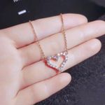 14K Rose Gold Plated Love Heart Pendant Necklace for Women Photo 0