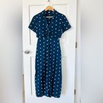 Old Navy Polka Dot Cut Midi Out Shirt Dress Navy Blue White Size S Photo 2