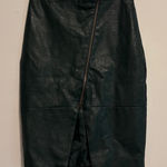 Flawless Elegant Green Pencil Skirt with Asymmetrical Front Zipper Photo 0