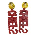 Chiefs Earrings Red Glitter Acrylic Gold Stud‎ Celebrate Party Kansas City New Photo 2