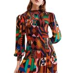 Farm Rio Tropical Shades size large new smocked long sleeve dress mixed midi mul Photo 1