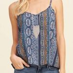 Hollister  Blue Aztec Vneck Tank Top Size Medium Photo 0
