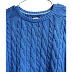 Lands' End Women's Cotton Drifter Cable Crew Neck Sweater Medium Light Blue Photo 1