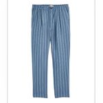Madewell  Blue Linen-Blend Track Trousers in Stripe Size Medium style MD211 Photo 2