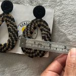 Wounaan Handwoven Werregue Palm Oval Drop Black Gold Plated Bronze Earrings Photo 5