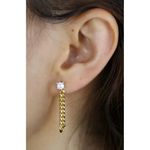 Boutique Solitaire Curb Chain Drop Earrings | Yellow Gold Filled Photo 11