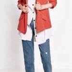 ZARA Front Zip Gold Snap Cinched Waist Military Utility Jacket Coral Pink Large Photo 0