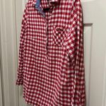 Lands' End  tunic length red plaid quarter button shirt size 6 Photo 3