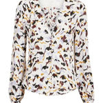 A.L.C. Printed Button Front Silk Blouse 2 Ivory Lilac Multi Photo 0