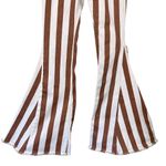 Bestto Show Stopper Full Size Run Striped Flare Leg Jeans in Cream/Rust Brown Photo 3