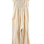 Ci Sono Linen Blend Stripes Mustard/White Sleeveless Jumpsuit Photo 4