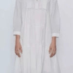 ZARA  midi Dress voluminous embroidered Boho babydoll oversized women sz M cotton Photo 0