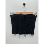 ZARA  Black Denim Zip Strapless Top Size S Cropped Emo Festival Grunge Biker Photo 1