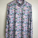 Stella Parker Pink Top Large Long Sleeve 1/4 Zip Floral UPF Golf Hiking Stretch Blue Photo 2