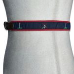 Vintage Made In USA Needlepoint Golf Belt Small Navy Blue Cherry Red Preppy Photo 5