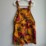 Farm Rio  Anthropologie Sabrina Short Overalls Yellow Floral Tropical Size Medium Photo 2