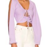 Majorelle  Zowie Purple Crop Sweater Lilac Purple Revolve Small Cinch Tie Cut Out Photo 2