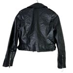 ZARA NWOT Cropped Faux Leather Moto Jacket Silver Zippers Pockets Buckle S Black Photo 3