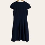 Badgley Mischka Belle Navy Cap Sleeve Pleated A-Line Knee Length Dress Size 2 Photo 5