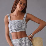 Sophie Rue NWT  Indy Smocked Crop Tank - Navy Print Photo 0