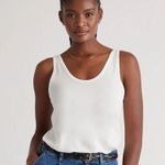 Quince White Cotton Modal Double Scoop Neck Tank Top Women's XS Photo 0