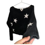 PINK - Victoria's Secret Pink Victoria Secret Cropped Off-The-Shoulder Sweater Black Star Print Medium Photo 3