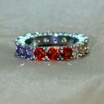 NWOT Power of Three RAINBOW multicolored CZ ETERNITY RING in 7 Red Photo 2