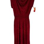 70’s Vintage Ruby Drape Neck Midi Dress Velvet Stripe Red Size XS Photo 0